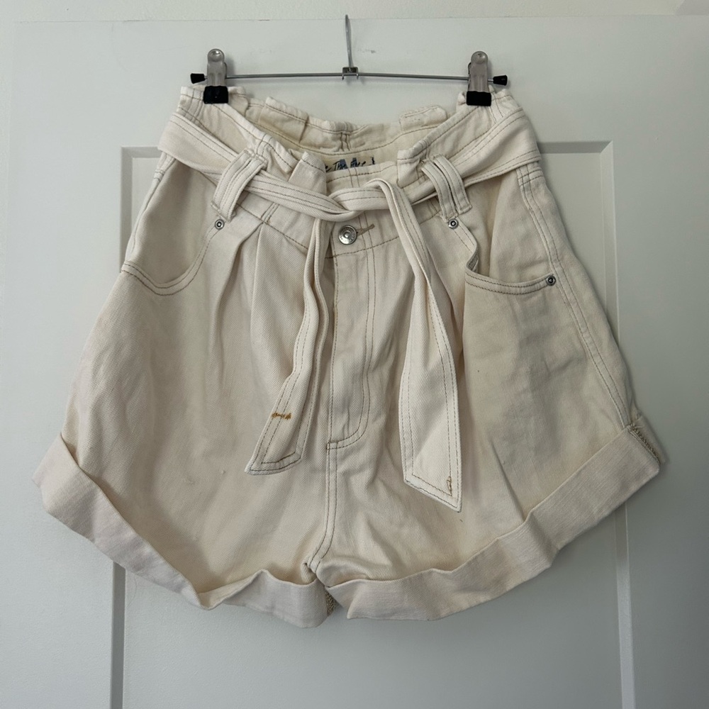 Free People Ivory Paperbag Shorts